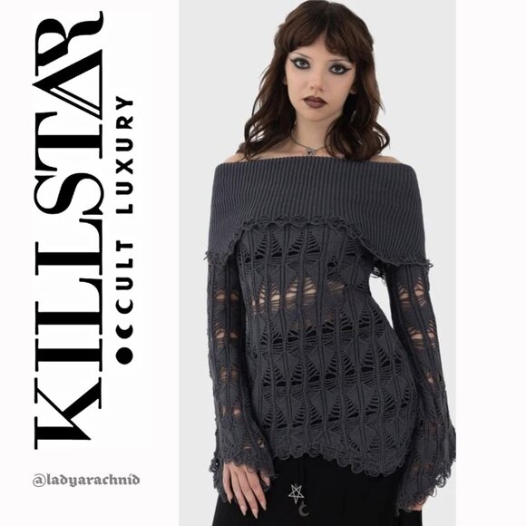 Killstar Sweaters - KILLSTAR Shadow Wine dark hedgewitch gray sweater XXL